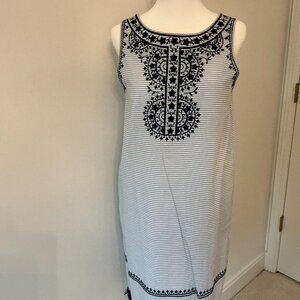 Vineyard Vines Blue & White Sleeveless Dress w/Navy Embroidery & Tassels  Size 4